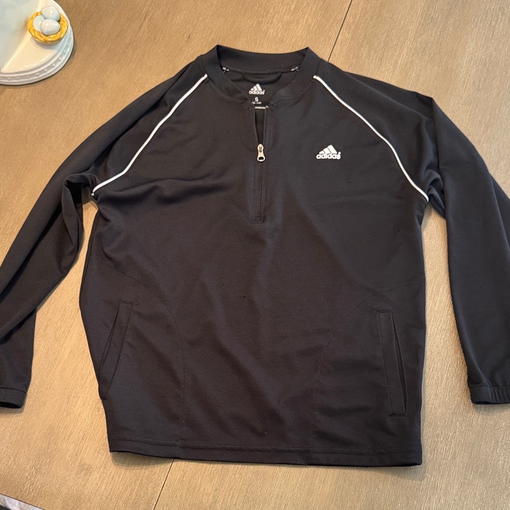 Adidas Black and White Quarter-Zip Top